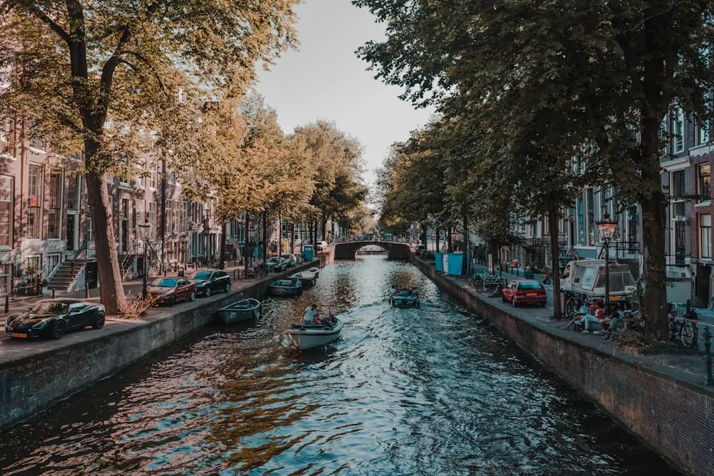 An Amsterdam canal in flat grey light