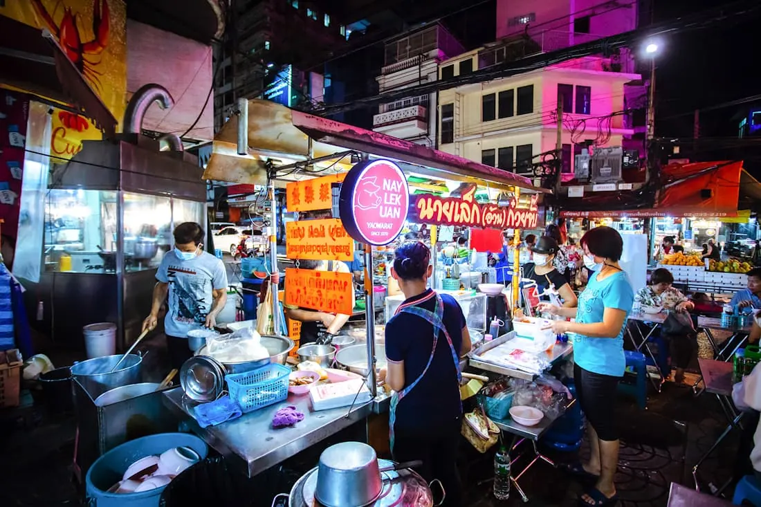A crowded market walkway