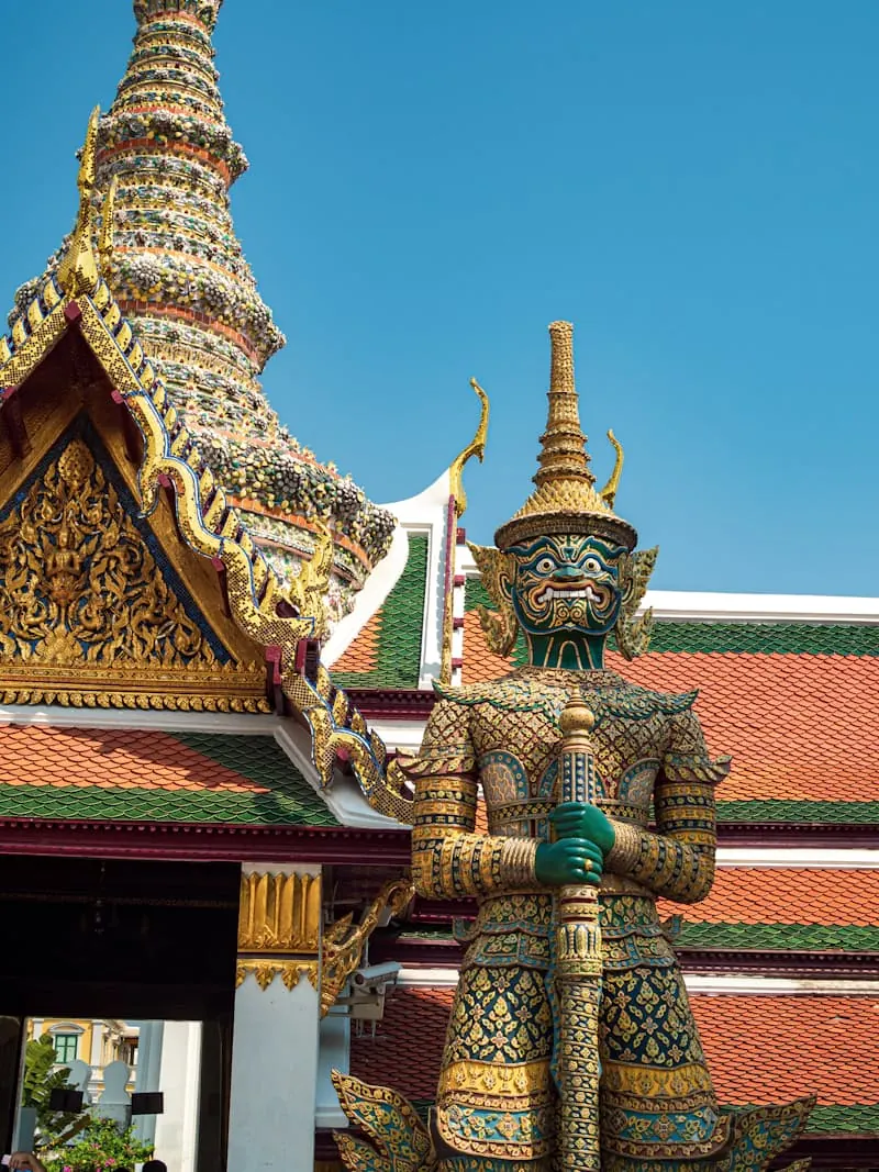 A green and gold temple roof